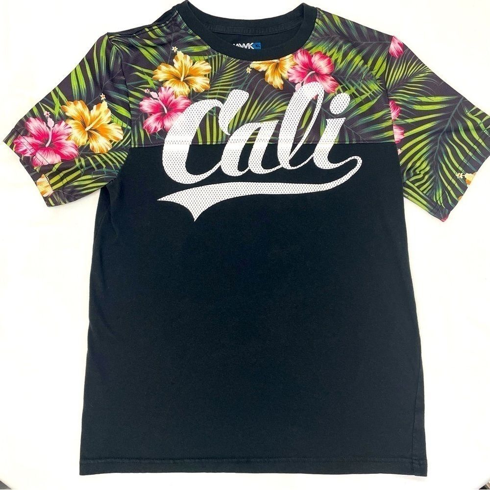 Tony HAWK T-Shirt Cali Black Tropical Hawaiian Floral Men's Size Small